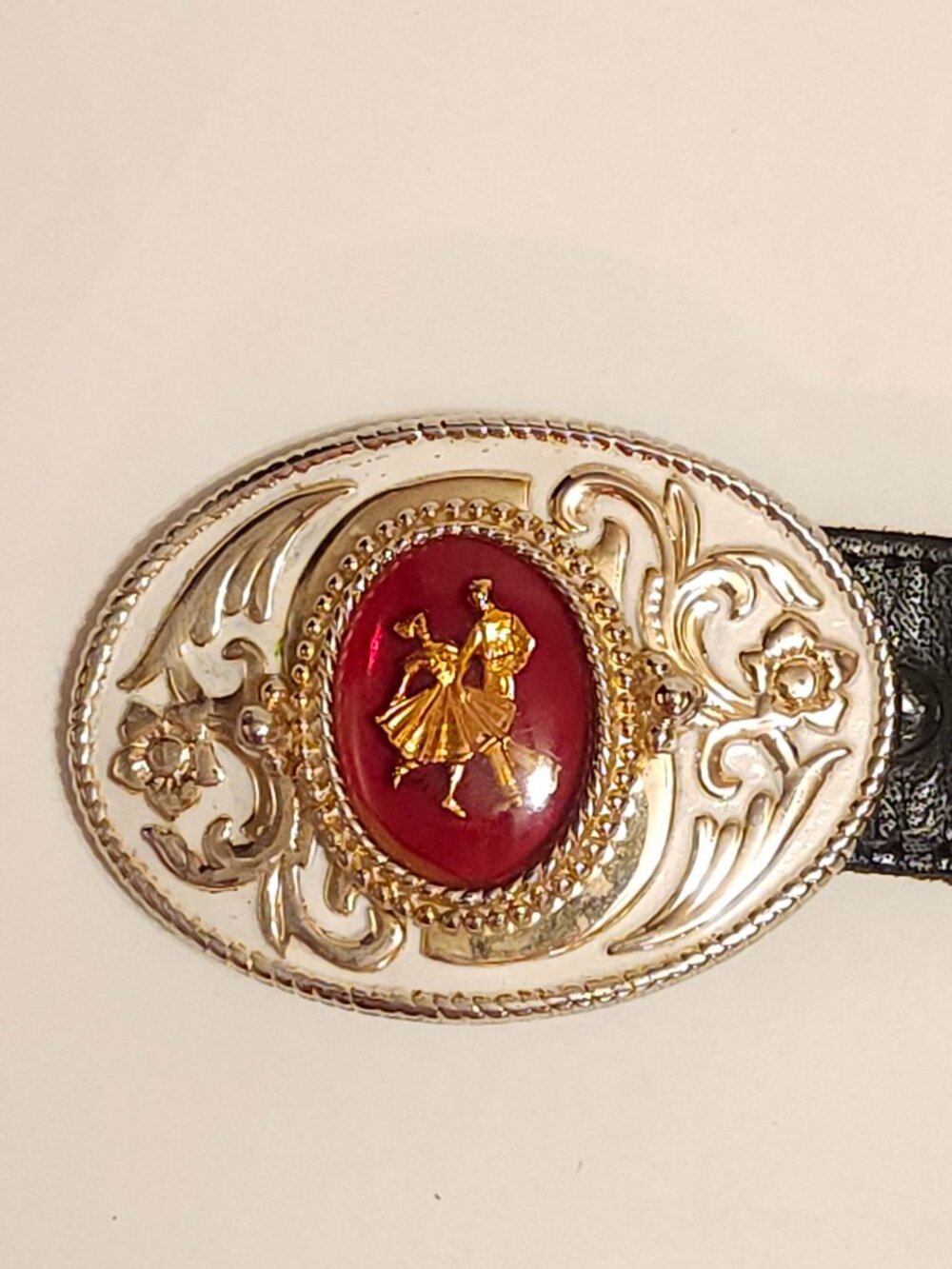 Vintage DANCER BELT BUCKLE Gold and Silver Tone